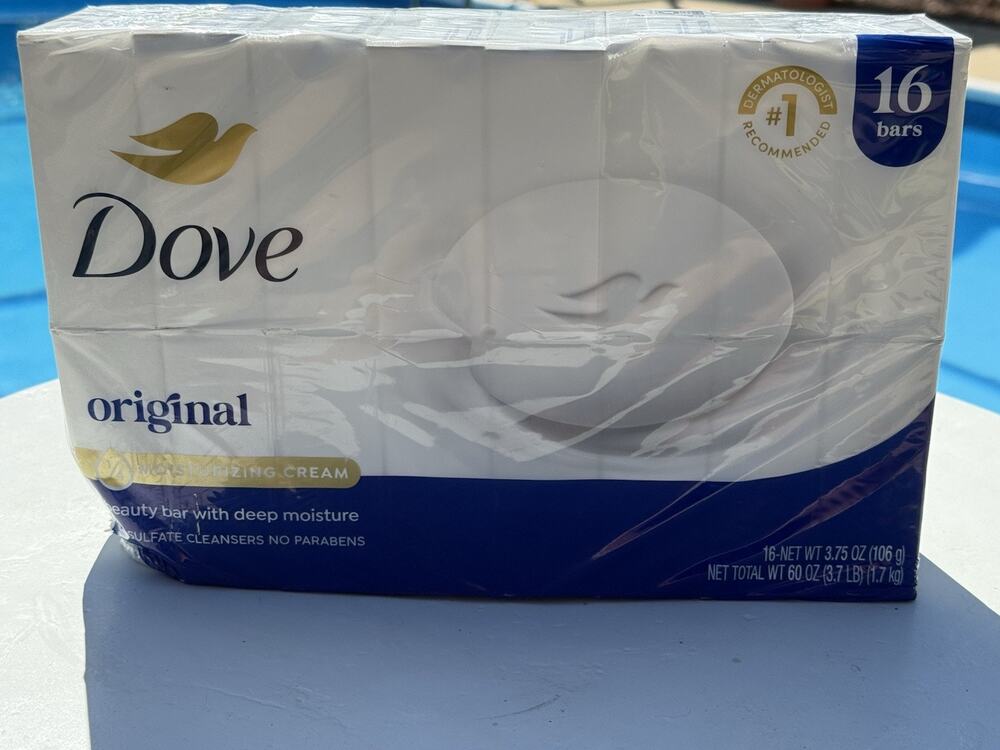 16 BARS-Dove White Bar Soap 3.75oz Original Beauty Bar w Deep Moisture/CreamREAD
